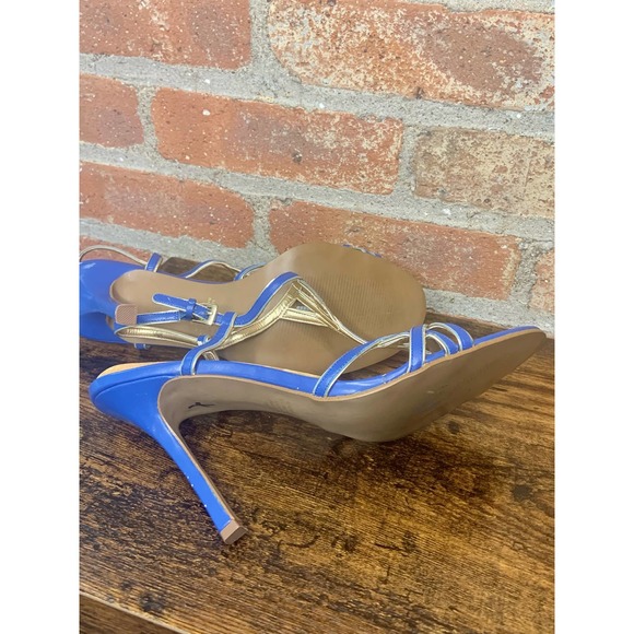 Colin Stuart Vintage Blue and Gold Heels Size 9.5 - Picture 4 of 4